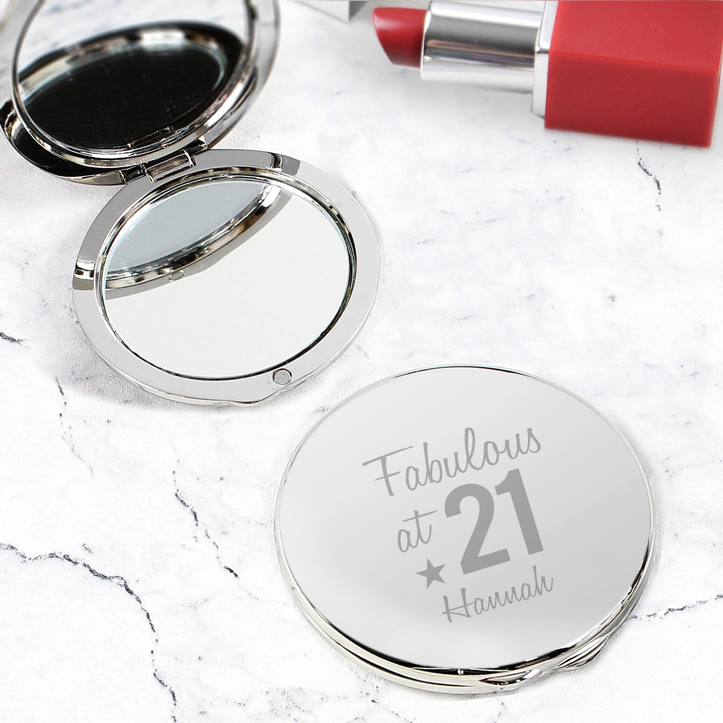 Personalised Fabulous Birthday Big Age Compact Mirror