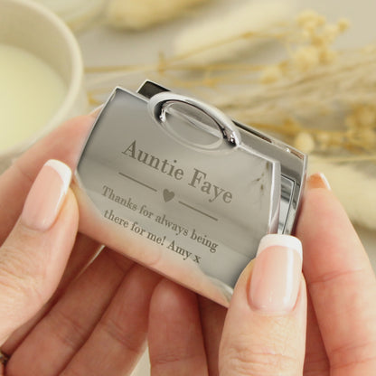 Personalised Heart Handbag Compact Mirror