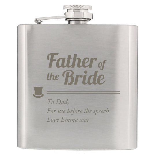 Personalised Father of the Bride Hip Flask