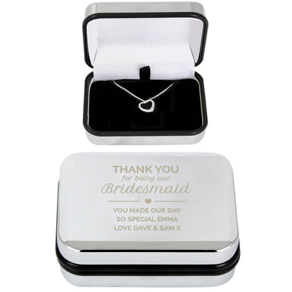 Personalised Bridesmaid Box and Sterling Silver Heart Necklace