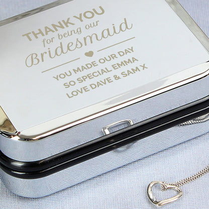 Personalised Bridesmaid Box and Sterling Silver Heart Necklace