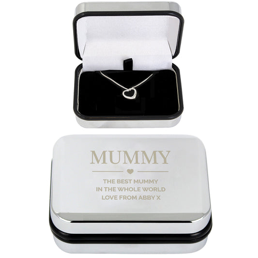 Personalised Box and Sterling Silver Heart Necklace