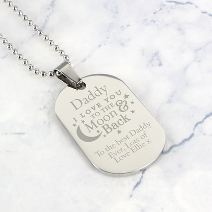 Personalised 'To The Moon & Back...' Stainless Steel Dog Tag Necklace