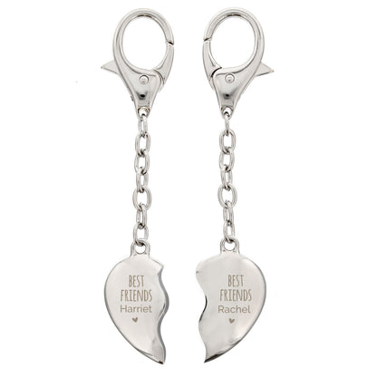 Personalised Best Friends Two Hearts Keyring