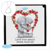 Personalised Me to You Roses Sterling Silver Heart Necklace and Box