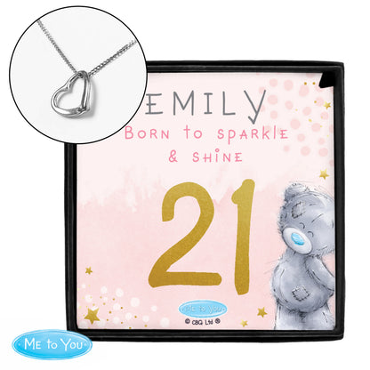 Personalised Me To You Sparkle & Shine Birthday Sentiment Silver Tone Necklace and Box
