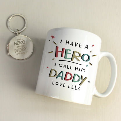 Personalised I Have A Hero Round Photo Keyring
