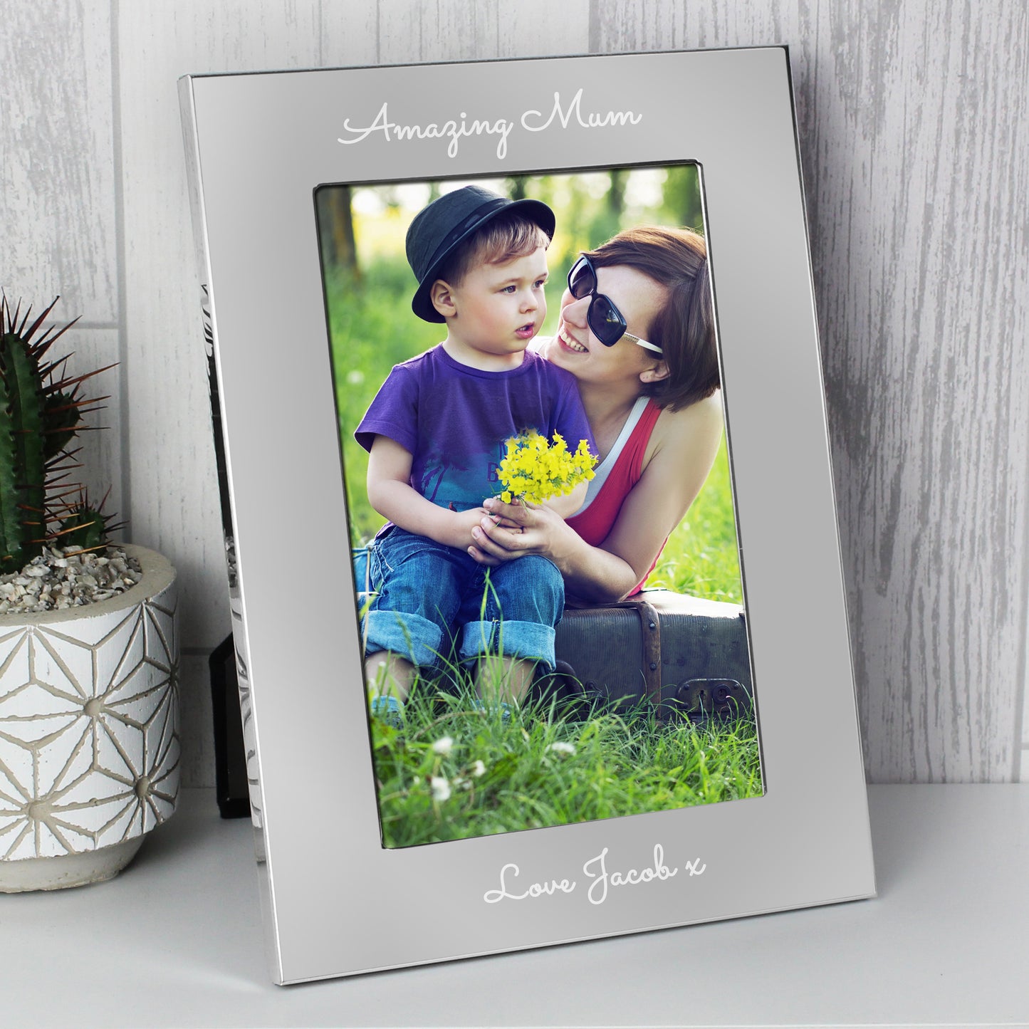 Personalised Free Text Script 7 x 5 Silver Photo Frame