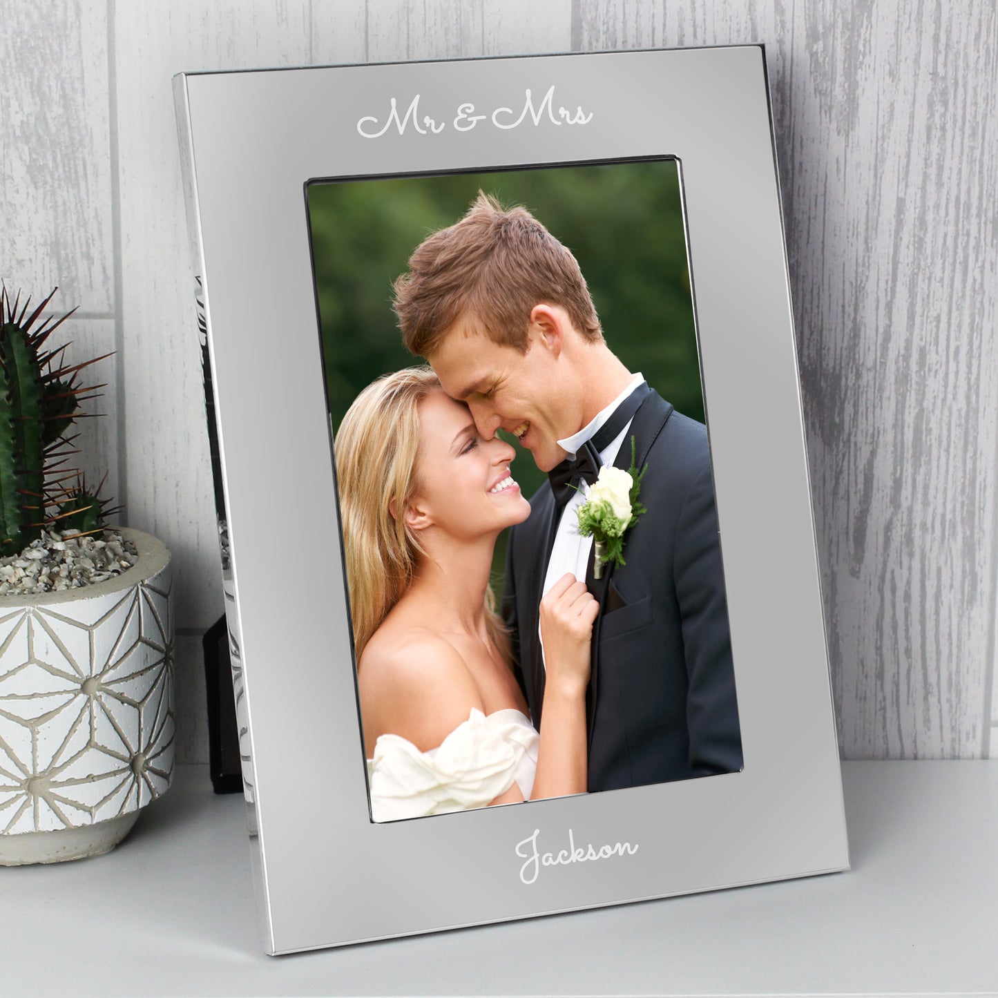 Personalised Free Text Script 7 x 5 Silver Photo Frame