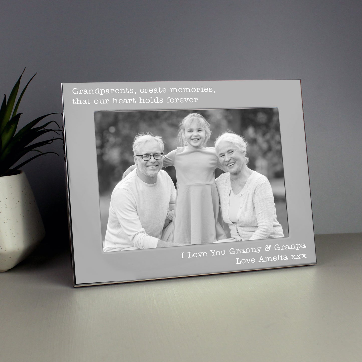 Personalised Free Text 5 x 7 Landscape Silver Photo Frame