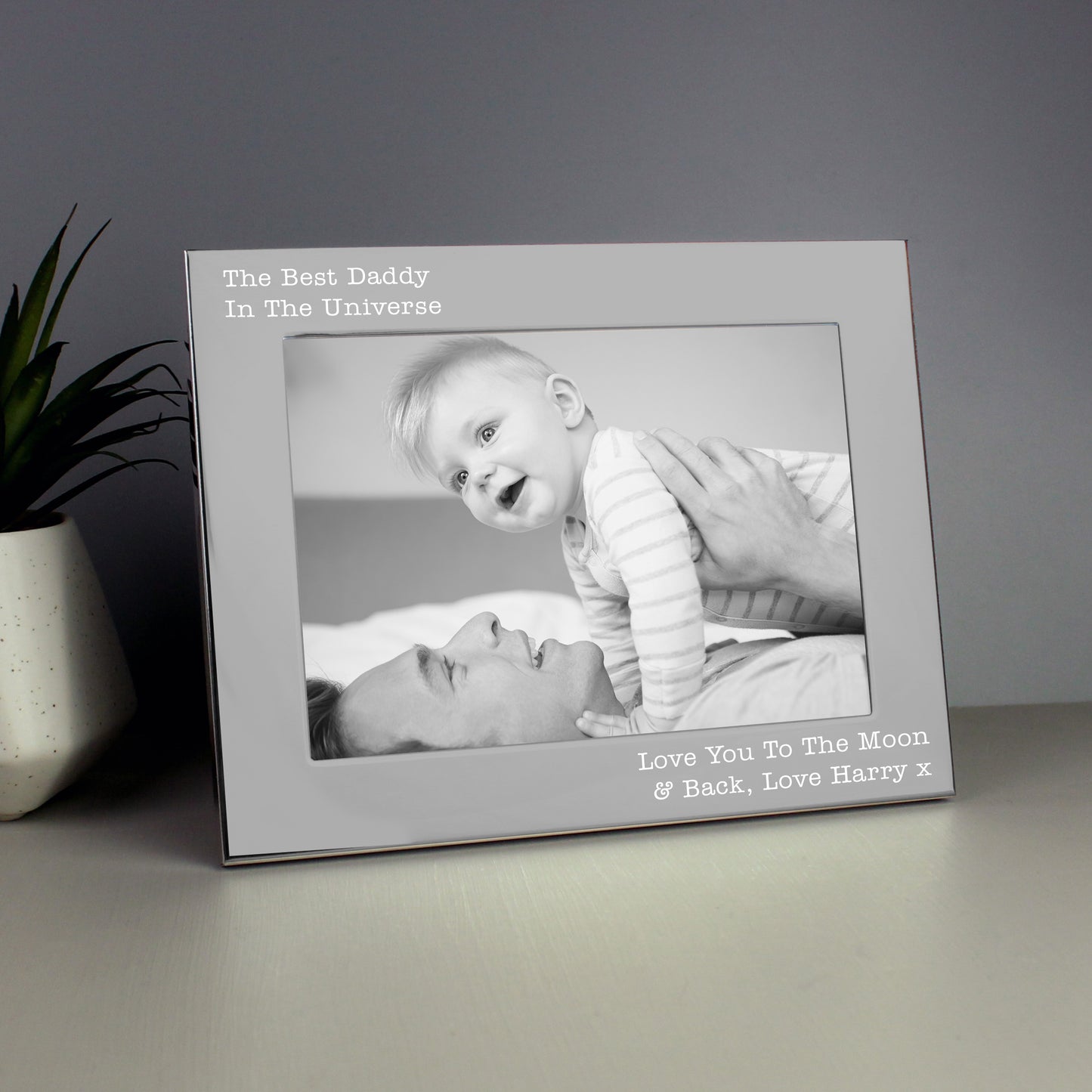 Personalised Free Text 5 x 7 Landscape Silver Photo Frame