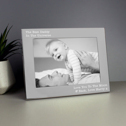 Personalised Free Text 5 x 7 Landscape Silver Photo Frame