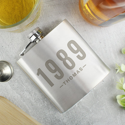 Personalised Date & Name Hip Flask