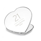 Personalised Birthday Big Age Diamante Heart Compact Mirror