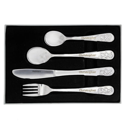 Personalised Teddy 4 Piece Embossed Cutlery Set
