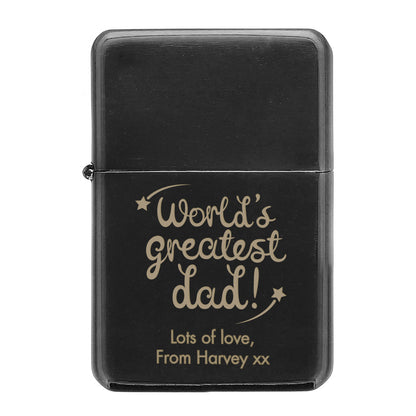 Personalised 'World's Greatest Dad' Black Lighter