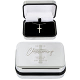 Personalised Christening Trinket Box & Sterling Silver Cross Necklace Set