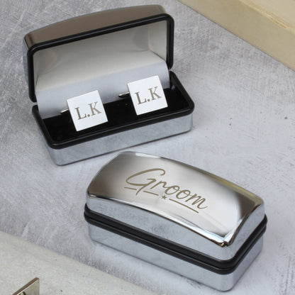 Personalised Groom Wedding Cufflinks and Box Set