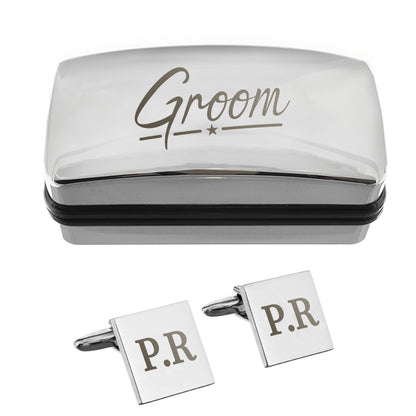 Personalised Groom Wedding Cufflinks and Box Set