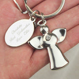 Personalised Silver Plated Angel Keyring