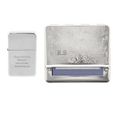 Personalised Tobacco Rolling Tin and Silver Lighter Set