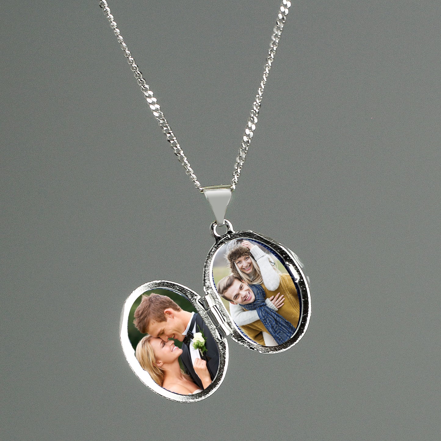Personalised Name Only Sterling Silver Oval Locket Necklace