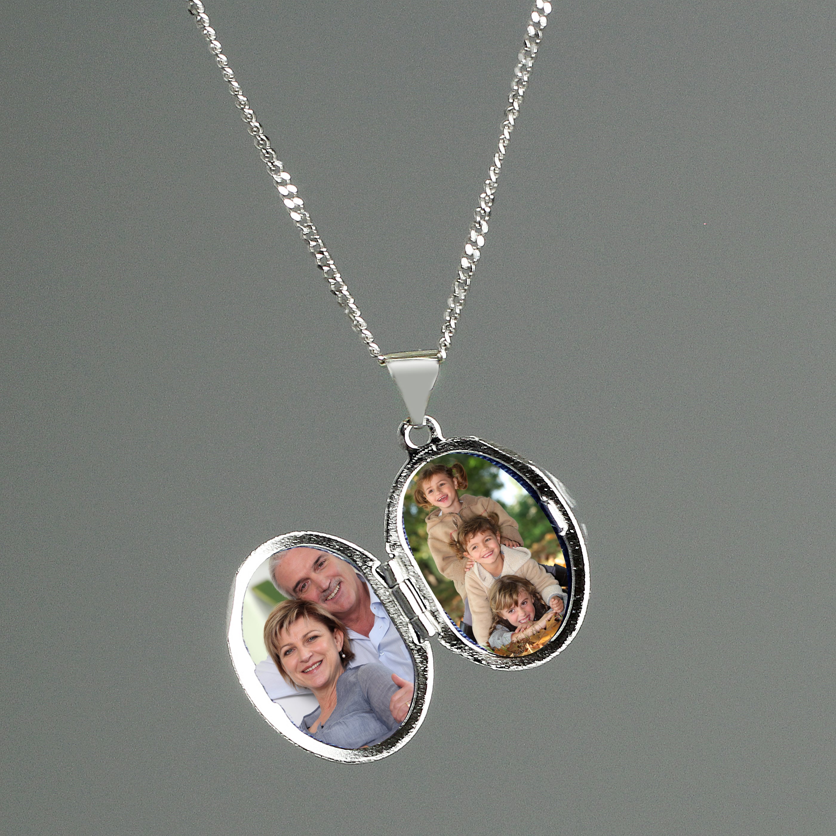 Personalised Name Only Sterling Silver Oval Locket Necklace