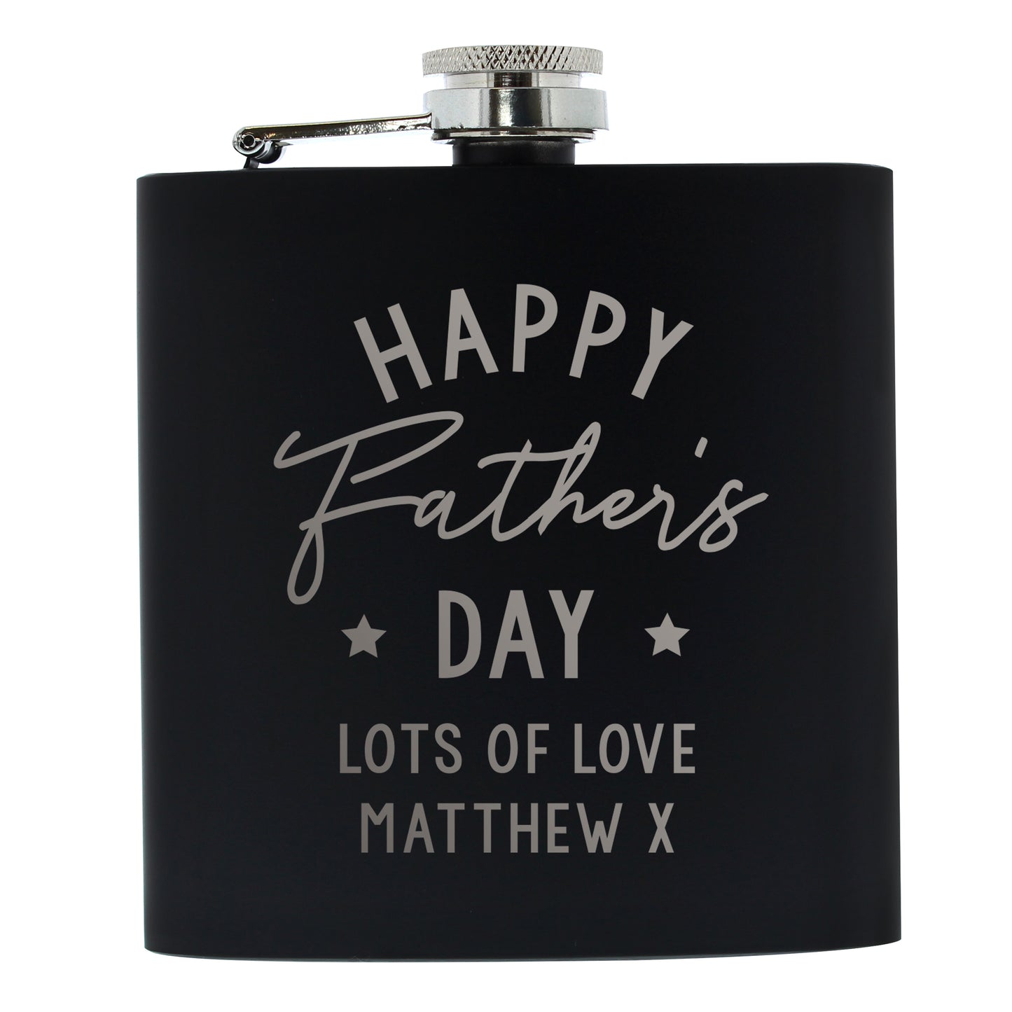 Personalised Fathers Day Black Hip Flask