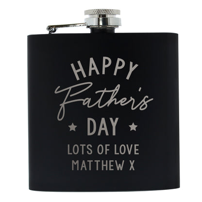 Personalised Fathers Day Black Hip Flask