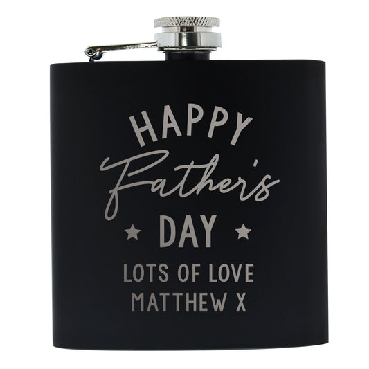 Personalised Fathers Day Black Hip Flask