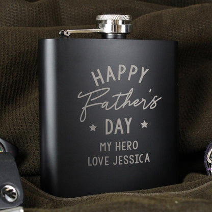 Personalised Fathers Day Black Hip Flask
