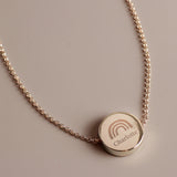 Personalised Rainbow Rose Gold Tone Disc Necklace