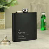 Personalised Free Text Script Black Hip Flask