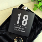 Personalised Big Numbers Black Hip Flask
