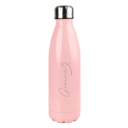 Personalised Heart Pink Metal Insulated Drinks Bottle