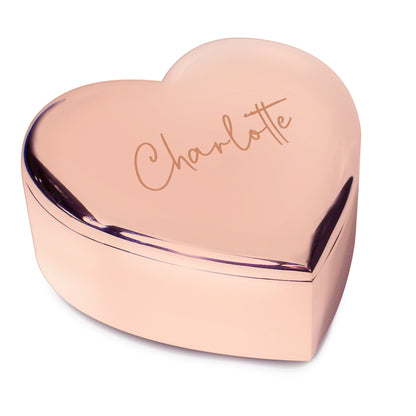 Personalised Engraved Rose Gold Heart Trinket Box