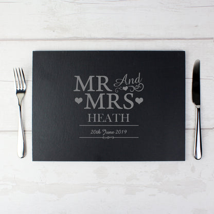 Personalised Mr & Mrs Slate Placemat