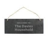 Personalised Welcome To... Hanging Slate Plaque