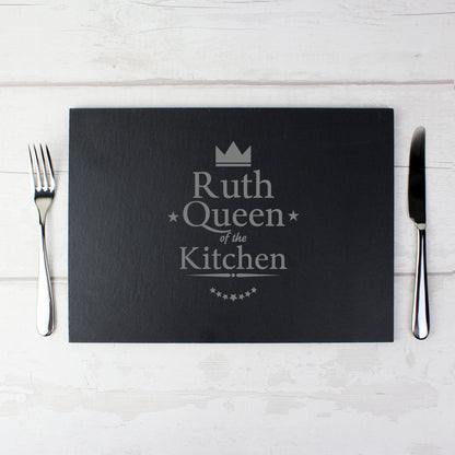 Personalised Queen of the Kitchen Slate Placemat