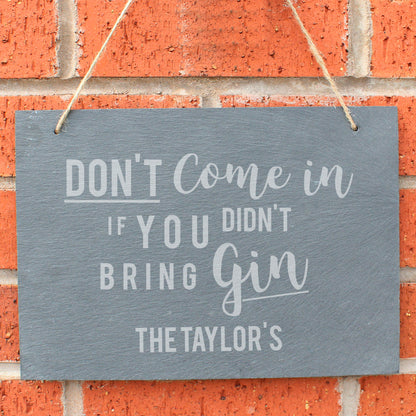 Personalised Gin Large Hanging Slate Sign