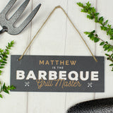 Personalised ""Barbeque Grill Master"" Printed Hanging Slate Plaque