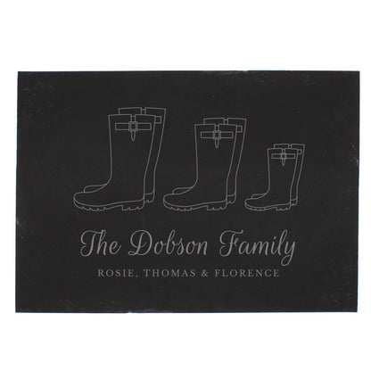 Personalised Welly Boot Family of Three Slate