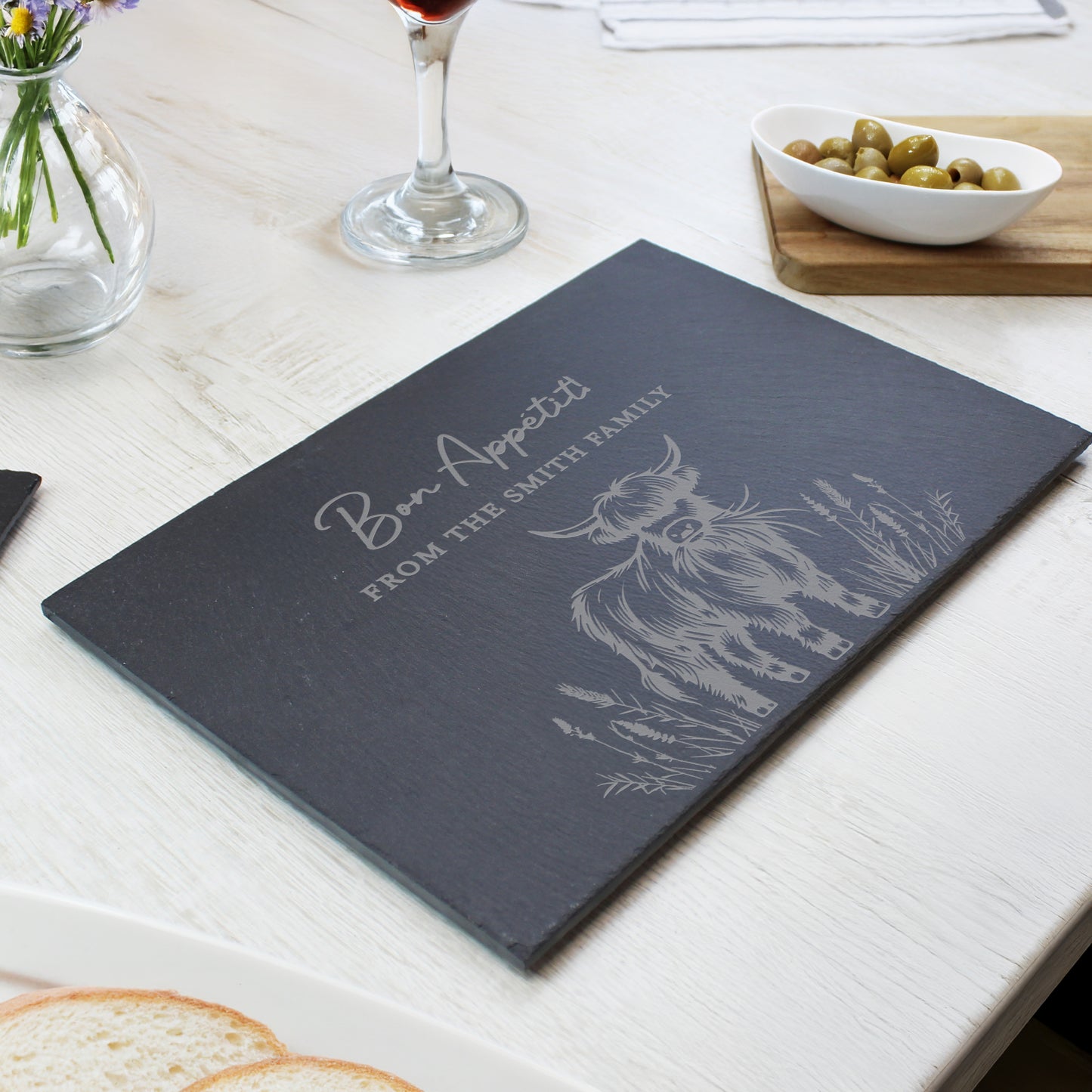 Personalised Highland Cow Slate Placemat