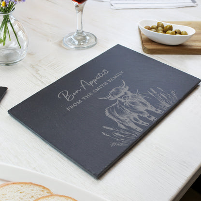 Personalised Highland Cow Slate Placemat