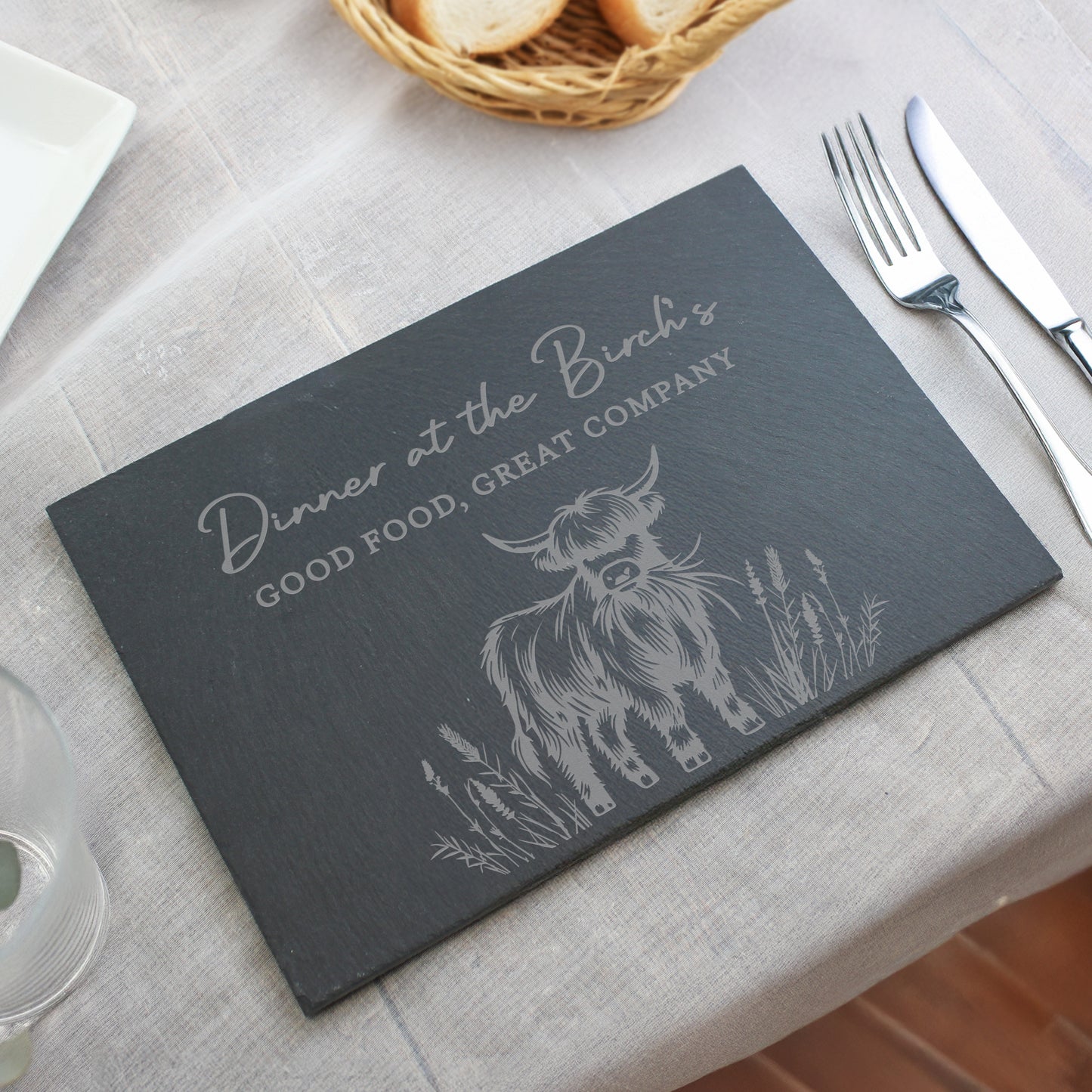 Personalised Highland Cow Slate Placemat