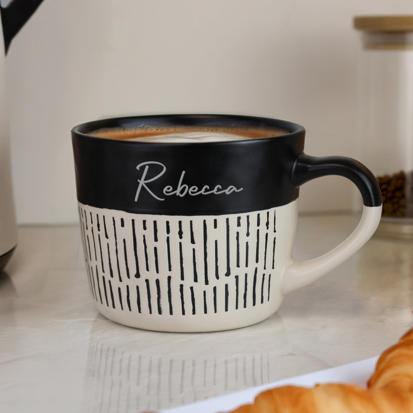 Personalised Black Dipped Dash Ceramic Mug
