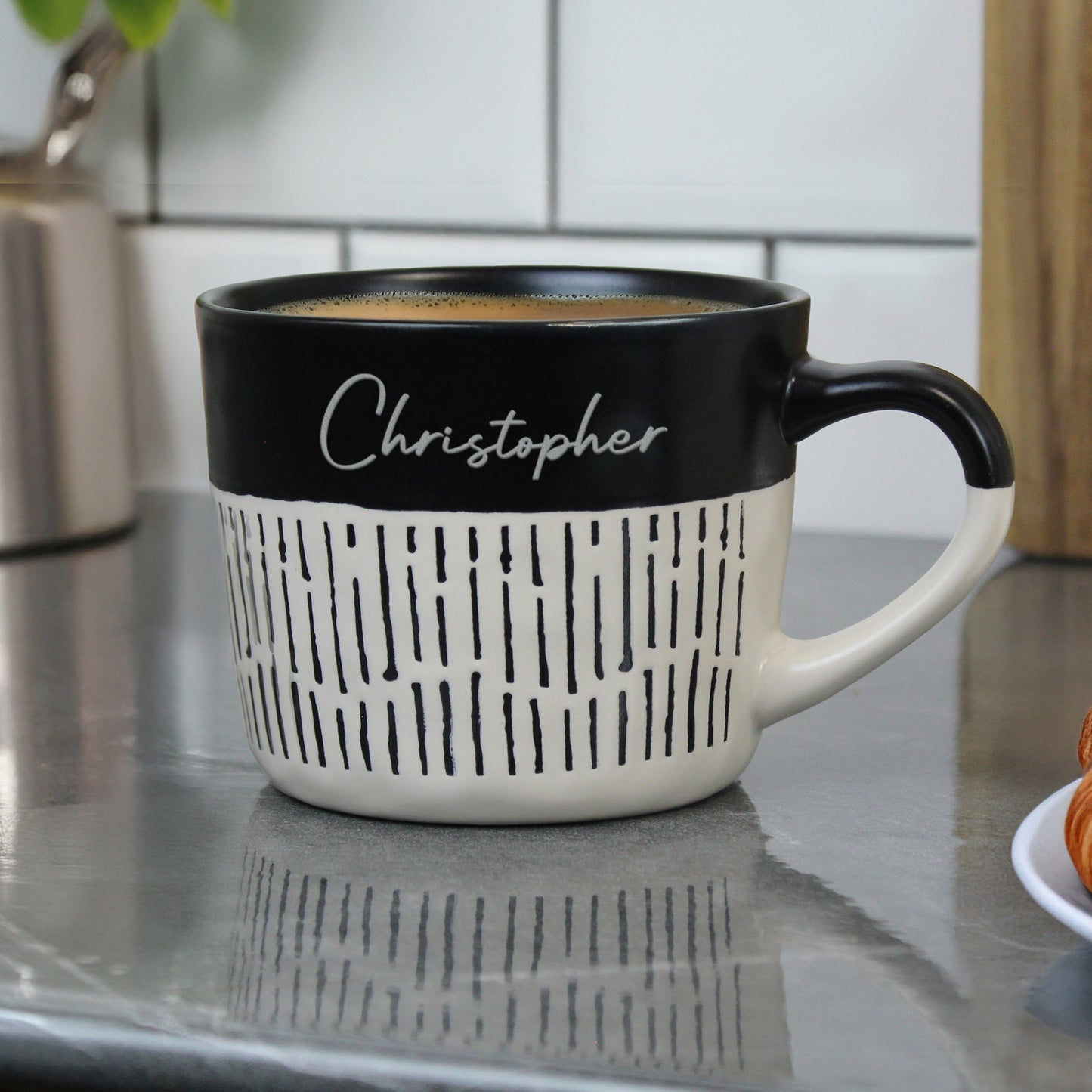 Personalised Black Dipped Dash Ceramic Mug