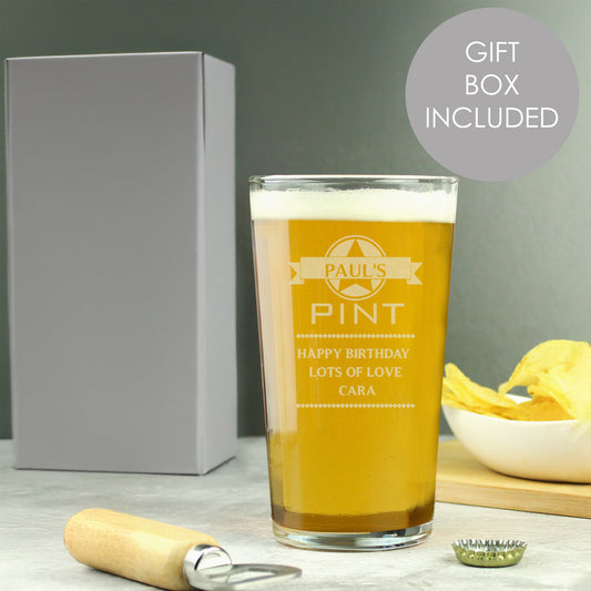 Personalised Diamond Pint Glass