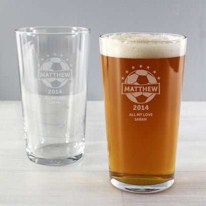 Personalised Football Pint Glass