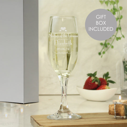 Personalised Decorative Wedding Mother of the Groom Glass Flute